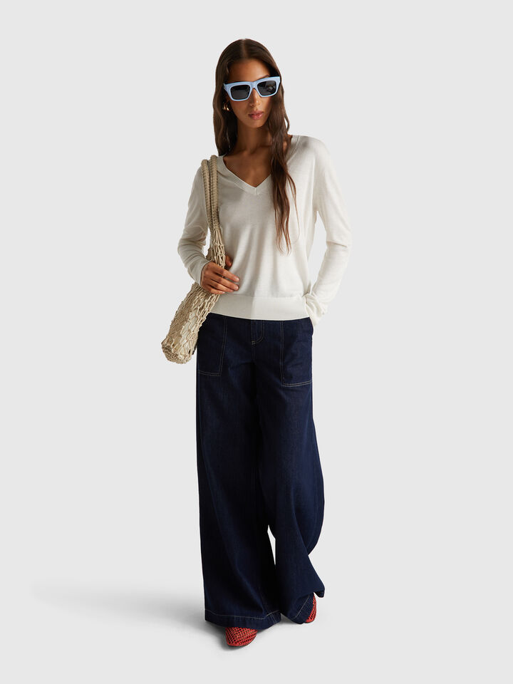 V NECK SWEATER L/S Women image number 3